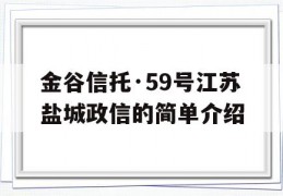 金谷信托·59号江苏盐城政信的简单介绍