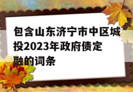 包含山东济宁市中区城投2023年政府债定融的词条