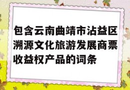 包含云南曲靖市沾益区溯源文化旅游发展商票收益权产品的词条