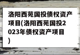 洛阳西苑国投债权资产项目(洛阳西苑国投2023年债权资产项目)