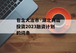 包含大冶市·湖北两山投资2023融资计划的词条