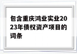 包含重庆鸿业实业2023年债权资产项目的词条