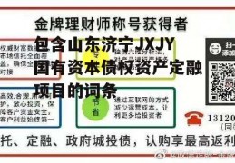 包含山东济宁JXJY国有资本债权资产定融项目的词条