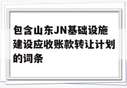 包含山东JN基础设施建设应收账款转让计划的词条