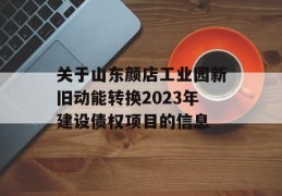 关于山东颜店工业园新旧动能转换2023年建设债权项目的信息