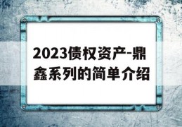 2023债权资产-鼎鑫系列的简单介绍