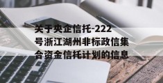 关于央企信托-222号浙江湖州非标政信集合资金信托计划的信息