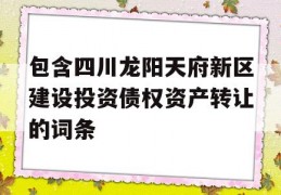 包含四川龙阳天府新区建设投资债权资产转让的词条