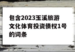 包含2023玉溪旅游文化体育投资债权1号的词条