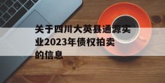 关于四川大英县通源实业2023年债权拍卖的信息