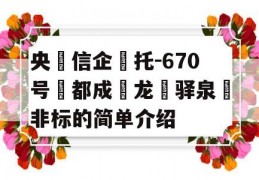 央‮信企‬托-670号‮都成‬龙‮驿泉‬非标的简单介绍