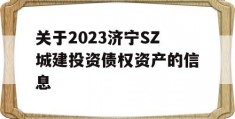 关于2023济宁SZ城建投资债权资产的信息