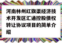 河南林州红旗渠经济技术开发区汇通控股债权转让协议项目的简单介绍