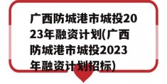 广西防城港市城投2023年融资计划(广西防城港市城投2023年融资计划招标)