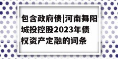 包含政府债|河南舞阳城投控股2023年债权资产定融的词条