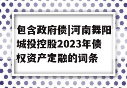 包含政府债|河南舞阳城投控股2023年债权资产定融的词条