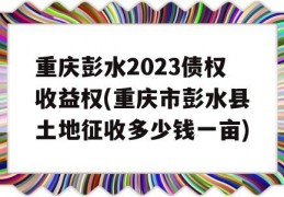 重庆彭水2023债权收益权(重庆市彭水县土地征收多少钱一亩)