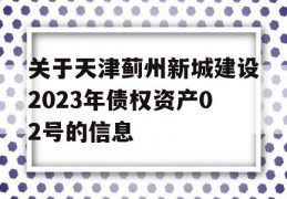 关于天津蓟州新城建设2023年债权资产02号的信息