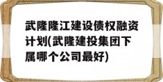 武隆隆江建设债权融资计划(武隆建投集团下属哪个公司最好)