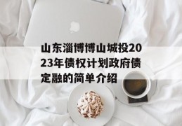 山东淄博博山城投2023年债权计划政府债定融的简单介绍