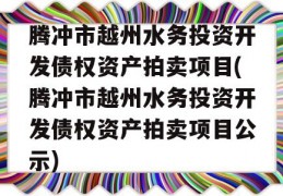 腾冲市越州水务投资开发债权资产拍卖项目(腾冲市越州水务投资开发债权资产拍卖项目公示)