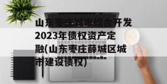 山东枣庄城市综合开发2023年债权资产定融(山东枣庄薛城区城市建设债权)