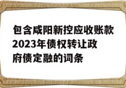 包含咸阳新控应收账款2023年债权转让政府债定融的词条