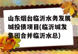 山东烟台临沂水务发展城投债项目(临沂城发集团合并临沂水总)