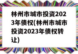 林州市城市投资2023年债权(林州市城市投资2023年债权转让)