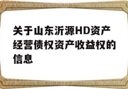 关于山东沂源HD资产经营债权资产收益权的信息