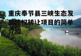 重庆奉节县三峡生态发展债权转让项目的简单介绍