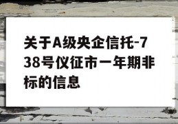 关于A级央企信托-738号仪征市一年期非标的信息