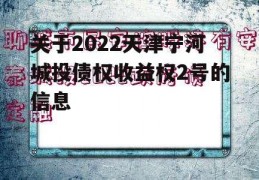 关于2022天津宁河城投债权收益权2号的信息