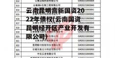 云南昆明高新国资2022年债权(云南国资昆明经开区产业开发有限公司)