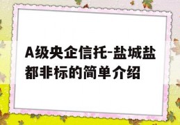 A级央企信托-盐城盐都非标的简单介绍