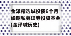 金泽精选城投债6个月续期私募证券投资基金(金泽城历史)