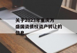 关于2023年重庆万盛国资债权资产转让的信息