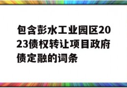 包含彭水工业园区2023债权转让项目政府债定融的词条