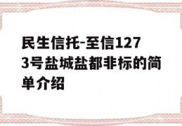 民生信托-至信1273号盐城盐都非标的简单介绍