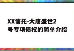 XX信托-大唐盛世2号专项债权的简单介绍