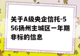 关于A级央企信托-556扬州主城区一年期非标的信息