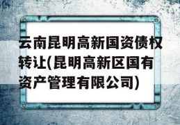 云南昆明高新国资债权转让(昆明高新区国有资产管理有限公司)