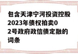 包含天津宁河投资控股2023年债权拍卖02号政府政信债定融的词条