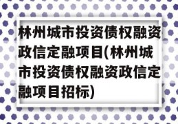 林州城市投资债权融资政信定融项目(林州城市投资债权融资政信定融项目招标)