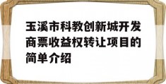 玉溪市科教创新城开发商票收益权转让项目的简单介绍