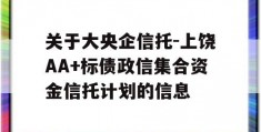 关于大央企信托-上饶AA+标债政信集合资金信托计划的信息