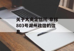 关于大央企信托-非标803号湖州政信的信息