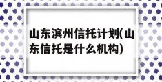 山东滨州信托计划(山东信托是什么机构)