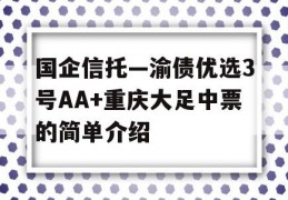 国企信托—渝债优选3号AA+重庆大足中票的简单介绍