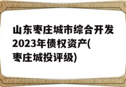 山东枣庄城市综合开发2023年债权资产(枣庄城投评级)